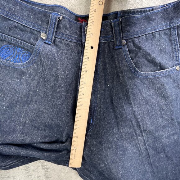 Dmax Jeans Mens 34x32 Blue Denim Baroque Embroidered Pockets Streetwear Y2K Goth - Picture 10 of 16